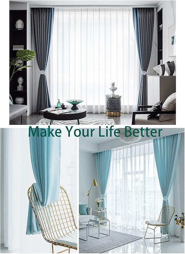 Magnetic Tiebacks for Curtains, 2 Pack Sparkling Crystal Flower Curtain - Image 6