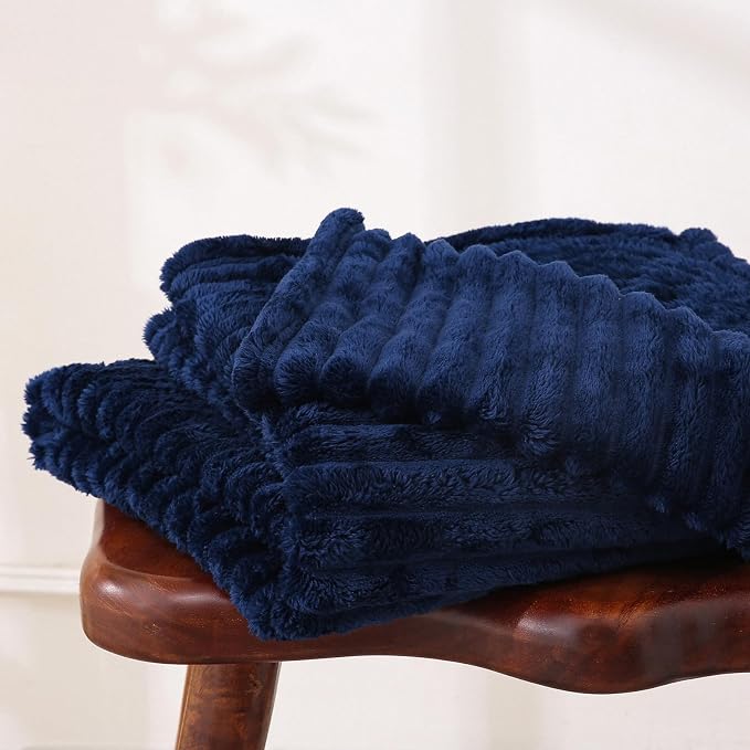 Navy Blue Fleece Throw Blanket 60”×80” - Image 5