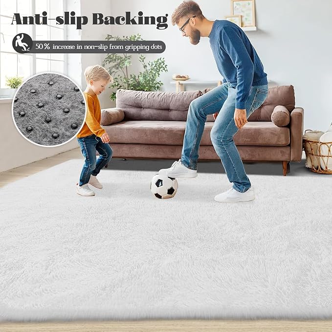 2x6 Runner Rug for Bedroom: Fluffy Shag Soft Washable Rugs Small Fuzzy Plush - Image 6