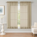 OWENIE Sheer Taupe Curtains, Sheer Curtains 63 inch Length 2 Panels Set by OWENIE