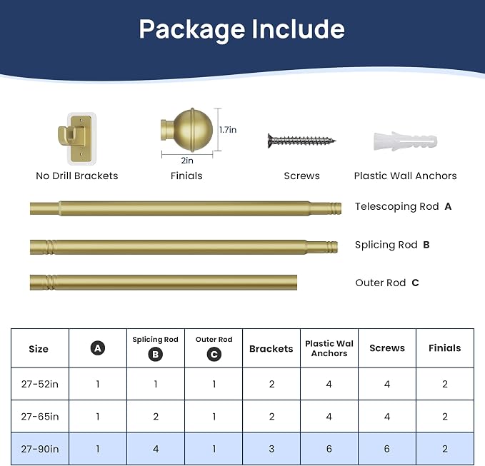 ENJOYBASICS No Drill Curtain Rods - Image 7