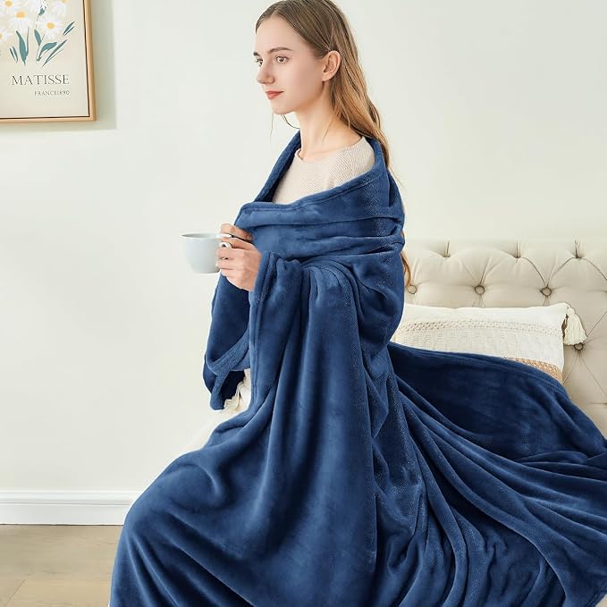 BEDELITE Fleece Blanket Full Size Navy - Image 4