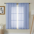 Gwine Denim Blue Sheer Curtains 63 Inch Length by Gwine