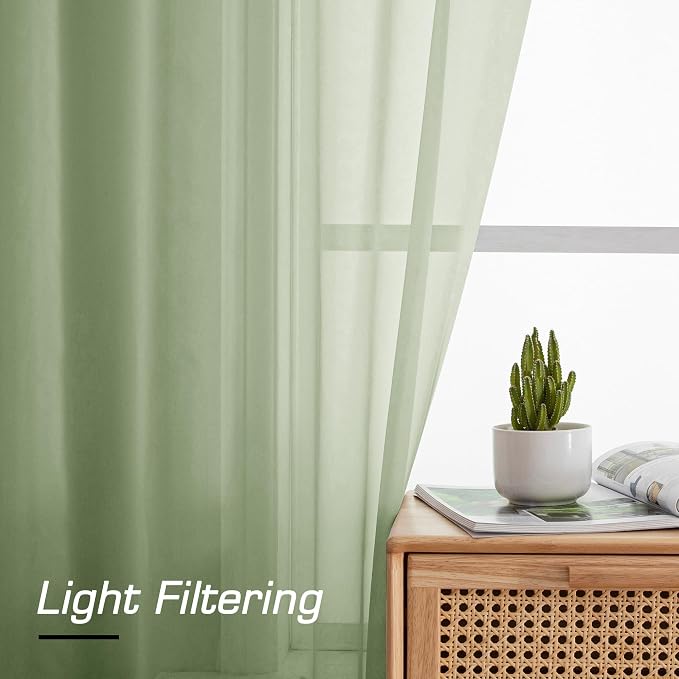 Simplebrand Rod Pocket Top Solid Voile Sheer Curtains - Image 6