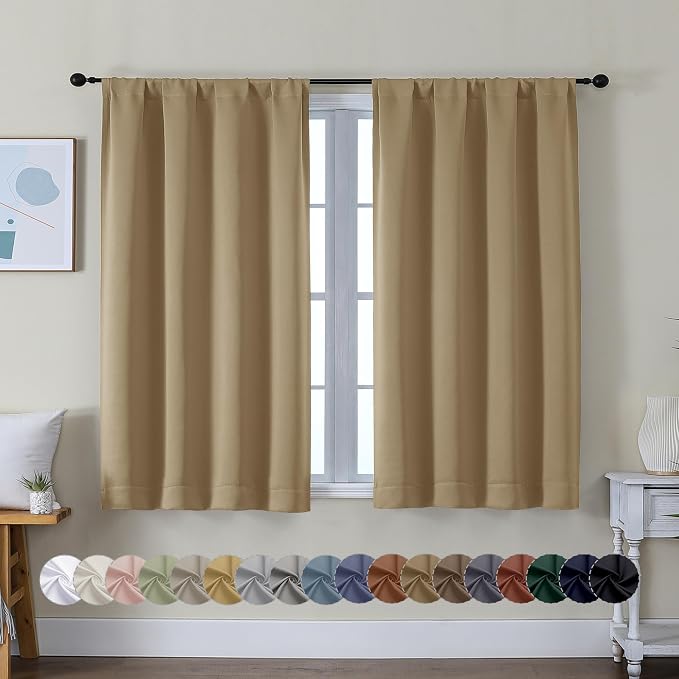 Simplebrand Ava Taupe Short Blackout Curtains by Simplebrand