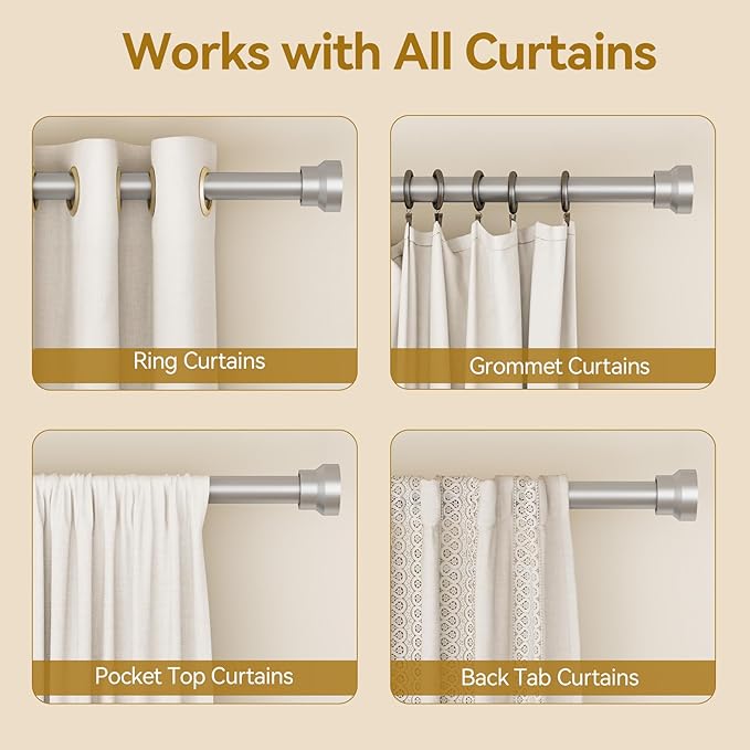 YaFex Curtain Rods 32-118 Inch, Heavy Duty 1 Inch Adjustable Curtain Rod - Image 5