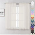 Lecloud Ivory Sheer Curtains 63 Inch Long 2 Panels, Elegant Voile Drapes by Lecloud