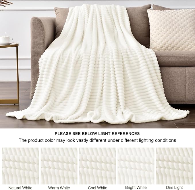 BEDELITE Fleece Blanket Full Size – 3D Ribbed Jacquard Soft and Warm Decorative - Image 5