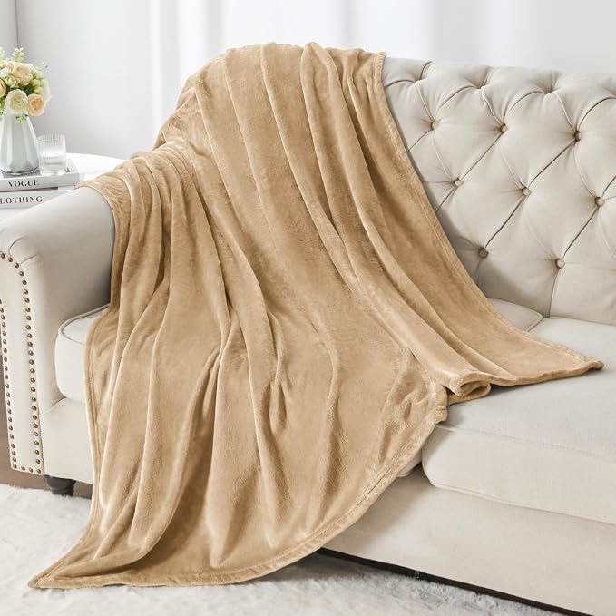 BEDELITE Fleece Blanket Light Camel Throw Blankets - Image 5