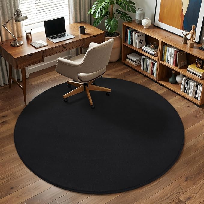 Amearea Black Round Area Rugs 5ft Washable Circle Rugs - Image 6