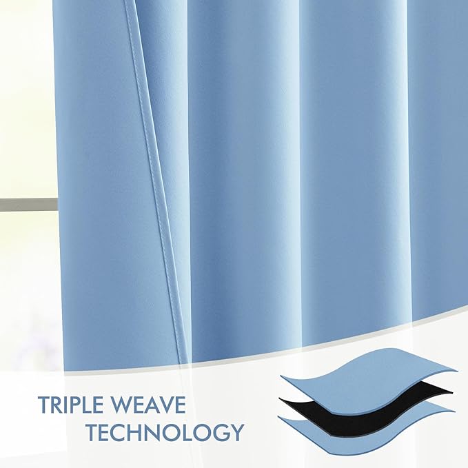 MIULEE Sky Blue Back Tab Blackout Curtains 84 Inch Length 2 Panels Set - Image 7