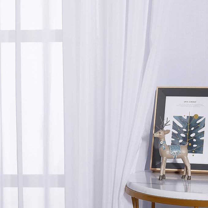NICETOWN White Sheer Curtains for Bedroom Windows 84" Length - Image 5