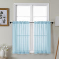 Gwine Sky Blue Sheer Kitchen Curtains 36 Inch Length, Light Filtering Voile by Gwine