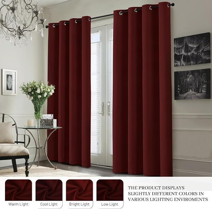 Yakamok 100% Blackout Curtain Panels 84 inches Cold and Light Blocking Drapes - Image 7