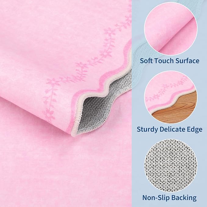 GarveeHome 2.5x8 Scalloped Washable Runner Rug Non Slip Hallway Kitchen Rug | - Image 6