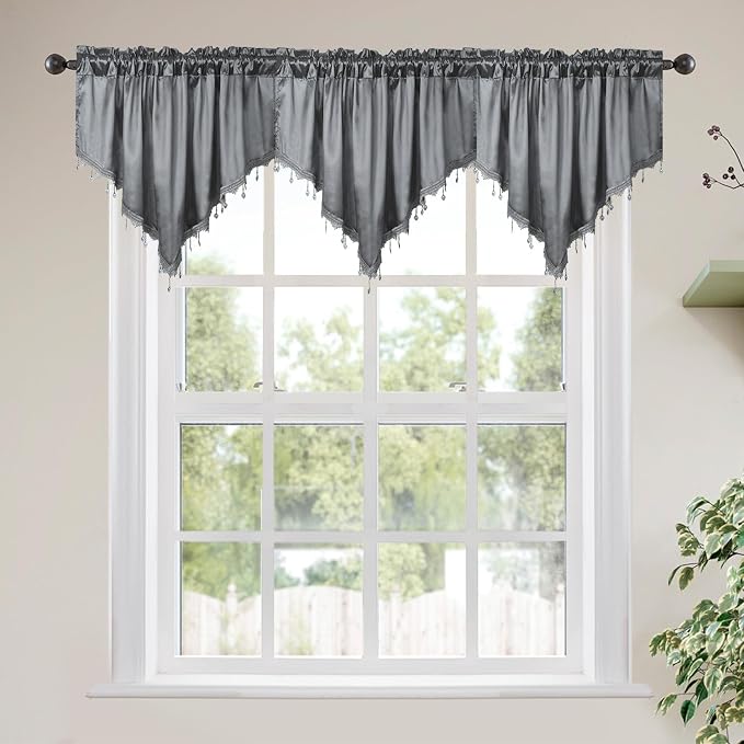 Molaxhome Swag Curtain 51 inch Length Rod Pocket Scalloped Curtain Valance by Molaxhome