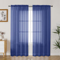 Gwine Royal Blue Sheer Curtains 90 Inches Long 2 Panels Set, Light Filtering by Gwine