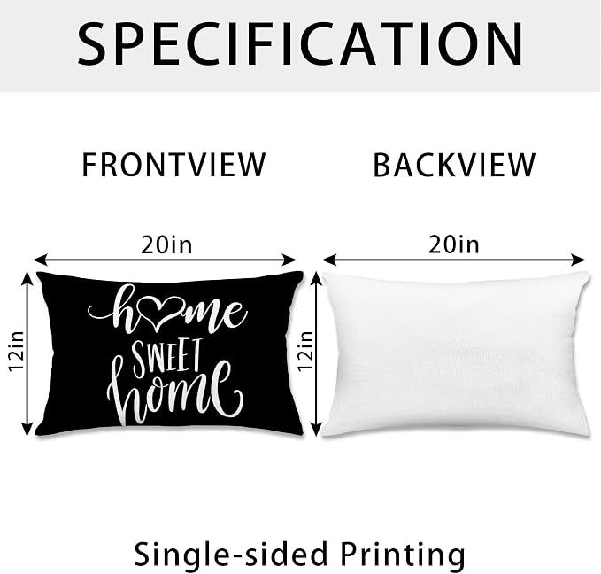 Hexagram Geometric Black Pillow Covers 12x20 Set of 4, Decorative Outdoor Boho - Image 4