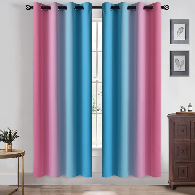 Yakamok Ombre Pink and Blue Curtains - Image 2