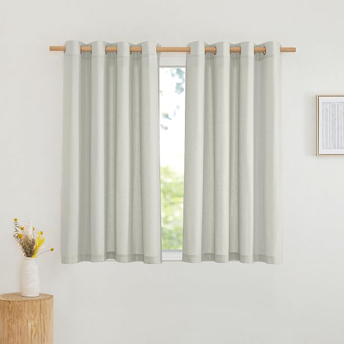 NICETOWN Thick Linen Short Grey Curtains Privacy Assured by NICETOWN