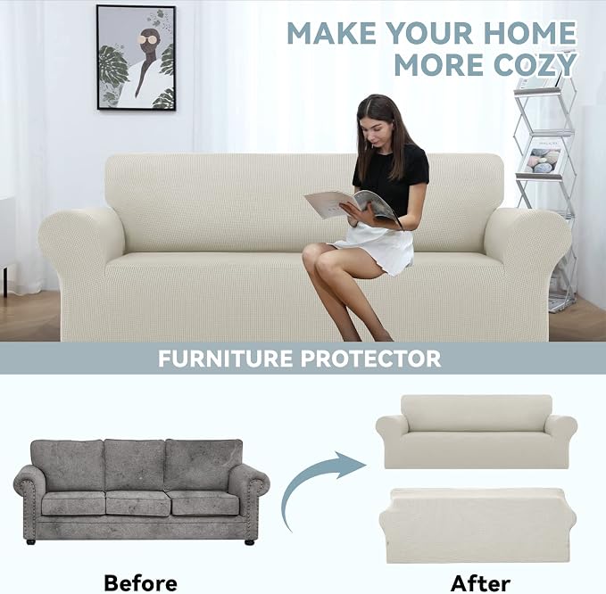 LURKA Stretch Loveseat Sofa Slipcovers 1 Piece Couch Covers - Image 2