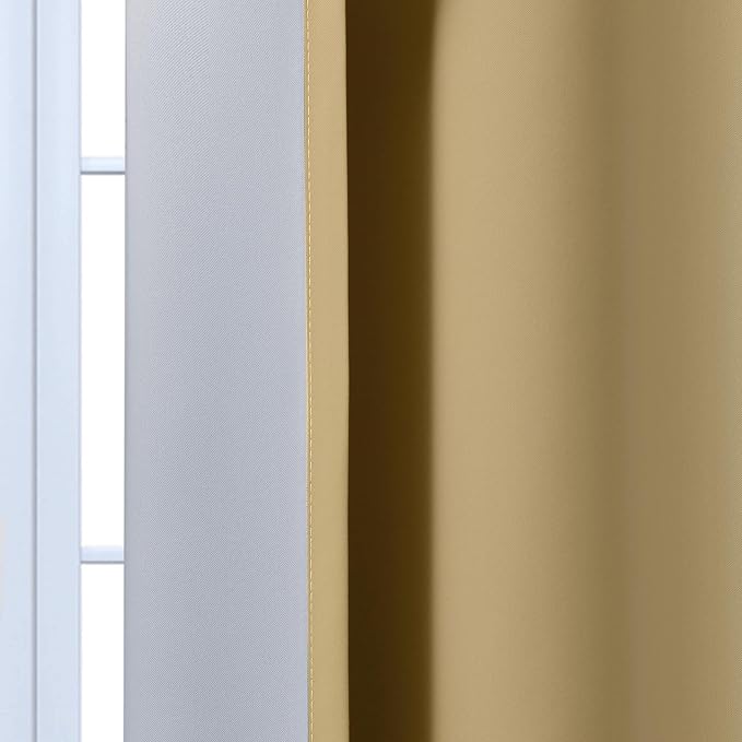 Yakamok Beige and Greyish White Ombre Curtains, Room Darkening Gradient Color - Image 7
