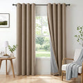 100% Blackout Linen Textured Curtains 90 Inch Long, Copper Brown | 100% by 100BlackoutShield
