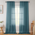 Dusty Blue Sheer Curtains for Bedroom Living Room 96 Inches Long 2 Panels by WelvetBLK