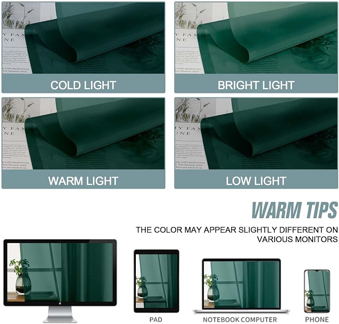 Green Sheer Curtains 63 Inch Length 2 Panels, Soft Voile Sheer Curtains - Image 6