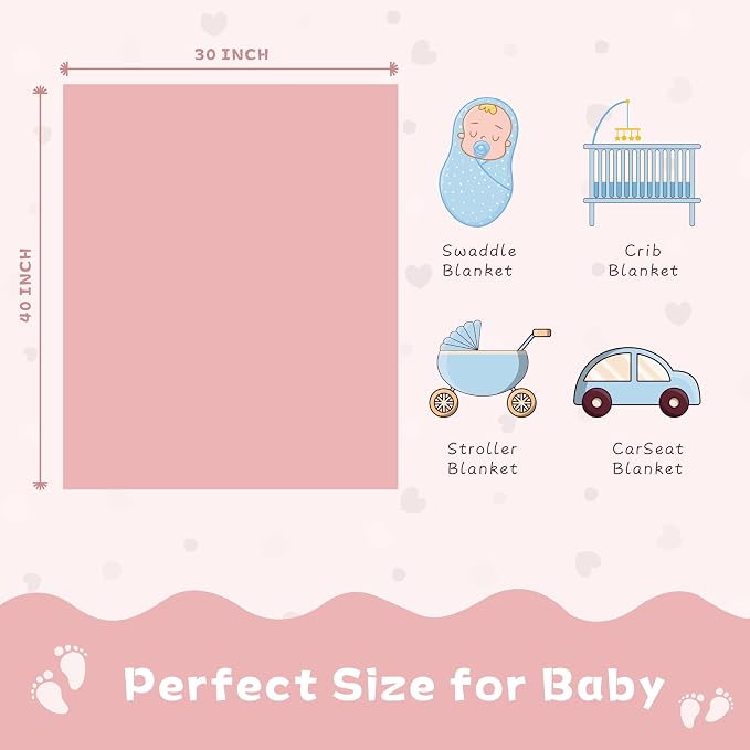 Yurhap Fleece Baby Blanket Heart Checkered Blanket, Ultra Soft Cozy Baby - Image 6