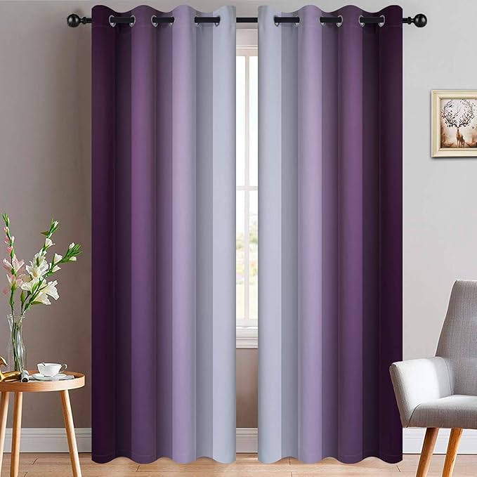 Yakamok Room Darkening Gradient Color Ombre Curtains, Light Blocking Thermal by Yakamok