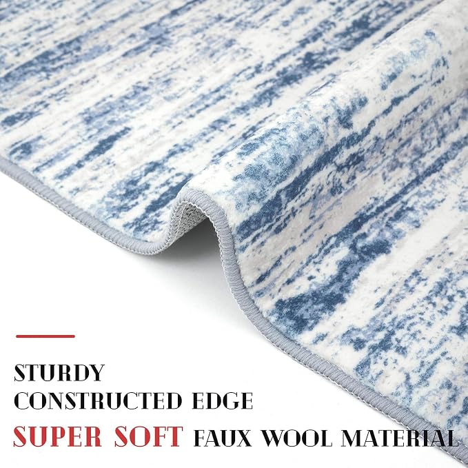 Lansny Modern Abstract Entryway Rug Indoor 2x3 Washable Rug Non-Slip Soft Small - Image 5