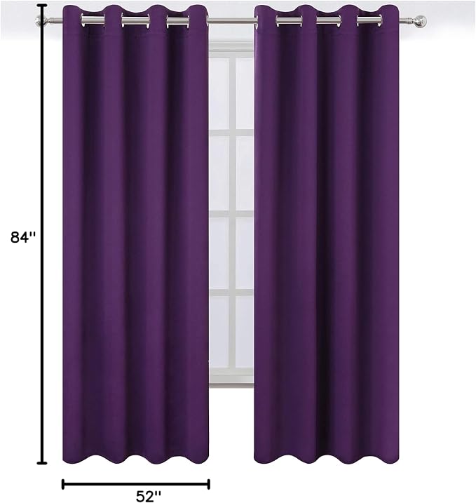 LEMOMO Purple Blackout Curtains 52 x 84 Inch Length/Set of 2 Curtain - Image 10