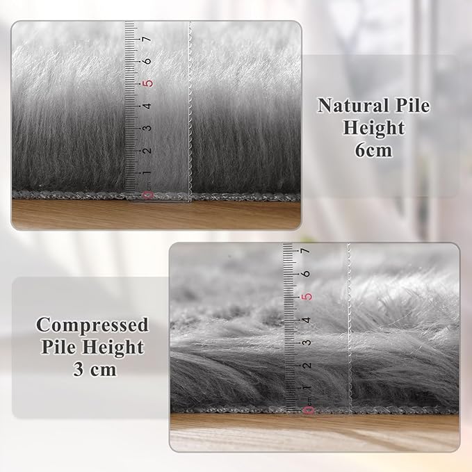 ORINOVA Large Area Rugs 9x12 Living Room Grey Fluffy Rug Faux Sheepskin - Image 4