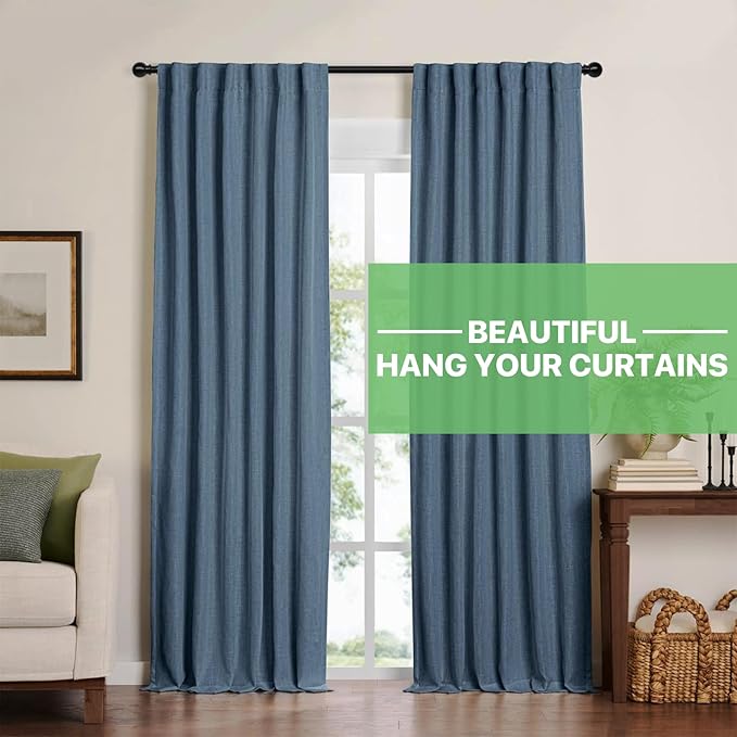 Curtain Rods for Windows 28 to 48 inch, 5/8 inch Black Curtain Rod Set - Image 2