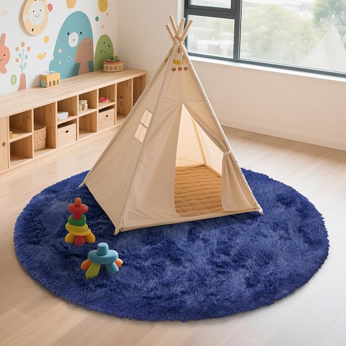 yulidayang Blue Fluffy Round Area Rugs - Image 6