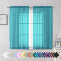 Aiyufeng Turquoise Sheer Curtains 54 Inch Length 2 Panels Set, Light Filtering by Aiyufeng