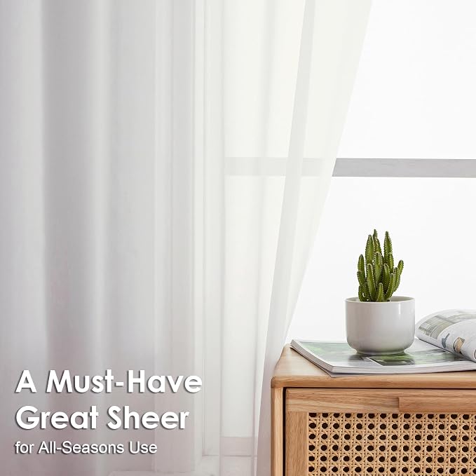 OVZME Ivory Sheer Curtains 78 Inches Long 2 Panels - Image 2