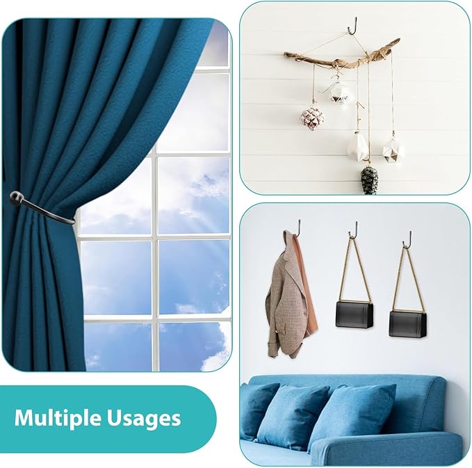 8 Pcs Curtain Tie Backs Curtain Wall Hooks Black Curtain Holdbacks U Shaped - Image 5