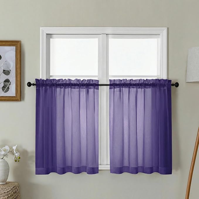 Gwine Short Kitchen Sheer Curtains 30 Inch Length by Gwine