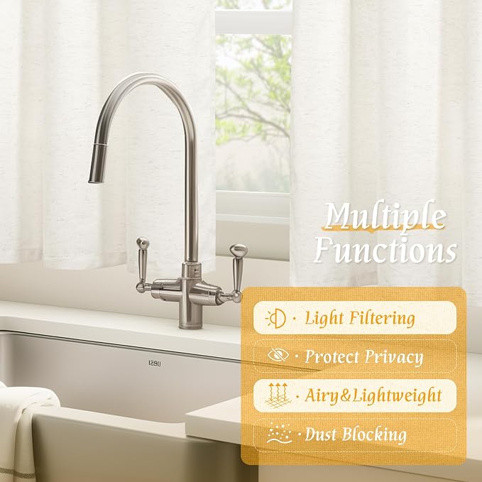 LAMIT Light Filtering Linen Curtains 54 Inches Long - Image 9