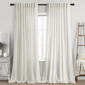 Extra Long Cream Linen Curtains 108 Inches Long 2 Panels Set by Nanspring