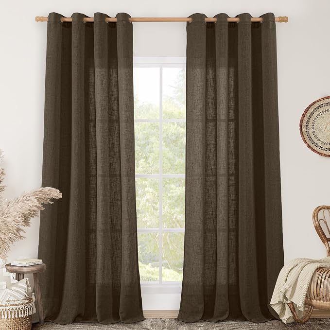LAMIT Dark Brown Linen Curtains by LAMIT