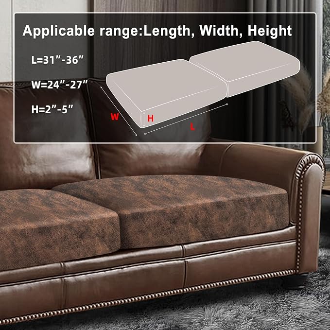 Leather Look Couch Cushion Covers Sofa Seat Slipcovers Sets Couches Furniture - Image 3