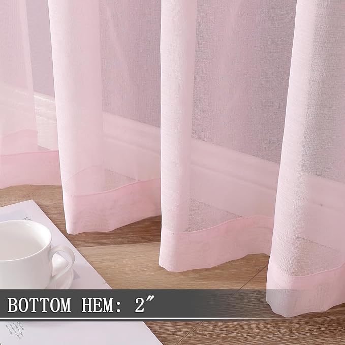 Tollpiz Sheer Curtains Living Room Linen Textured Curtain Sheers Light - Image 4