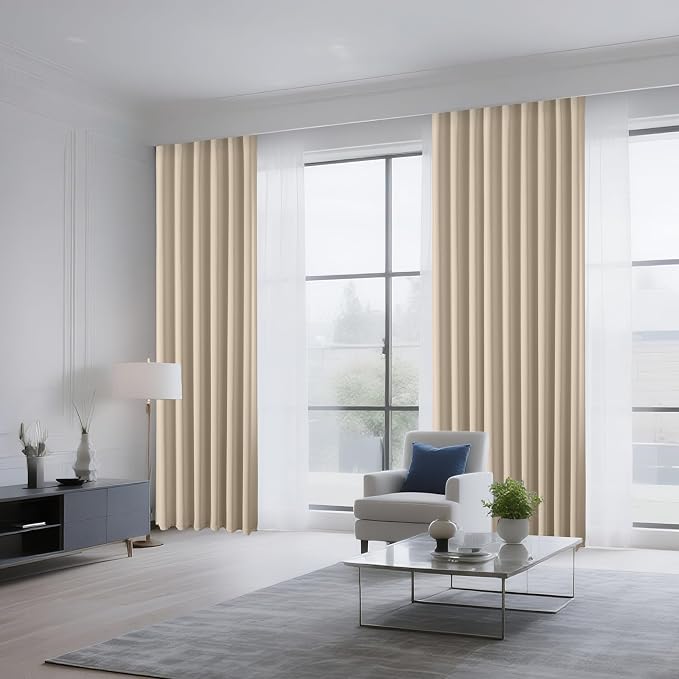 CUCRAF Light Beige Blackout Curtains 72 inch Length 2 Panels Set, Rod Pocket - Image 8
