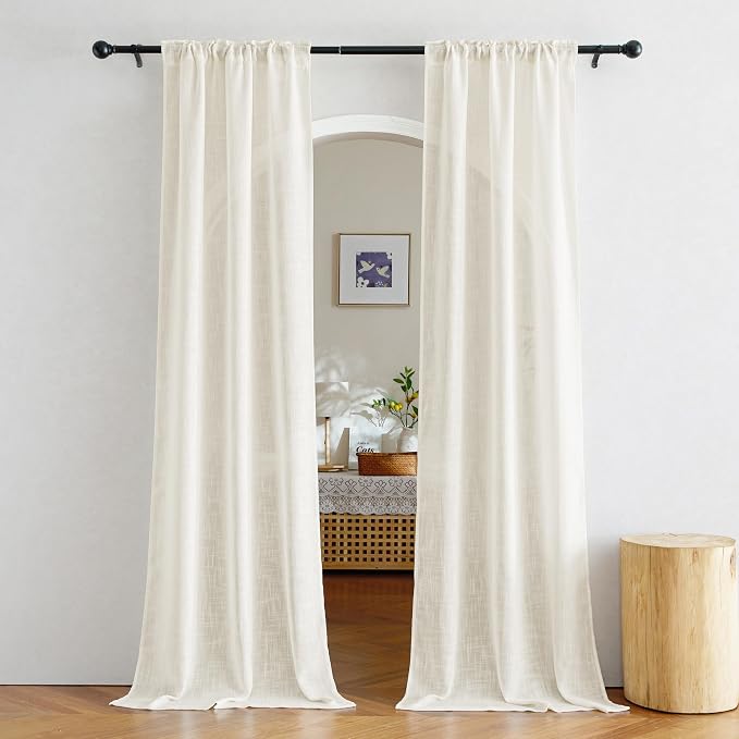 NICETOW Semi Sheer Linen Curtains - Image 3