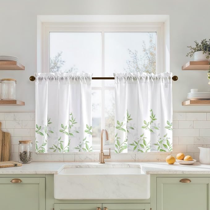 HOMEIDEAS Kitchen Curtains, Short Non-See-Through Privacy 30X24 Inch Length by HOMEIDEAS