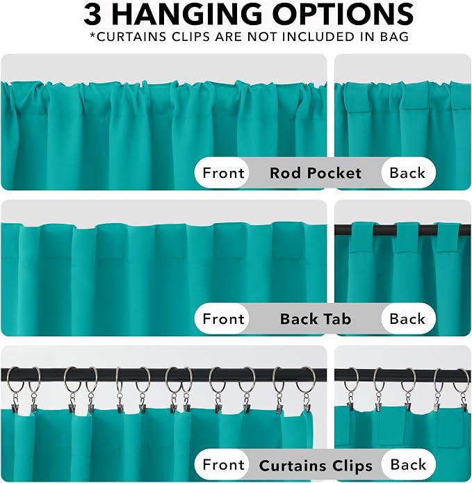 Deconovo Blackout Curtains, Thermal Insulated, W42 x L84 2 Panels, Back Tab - Image 2