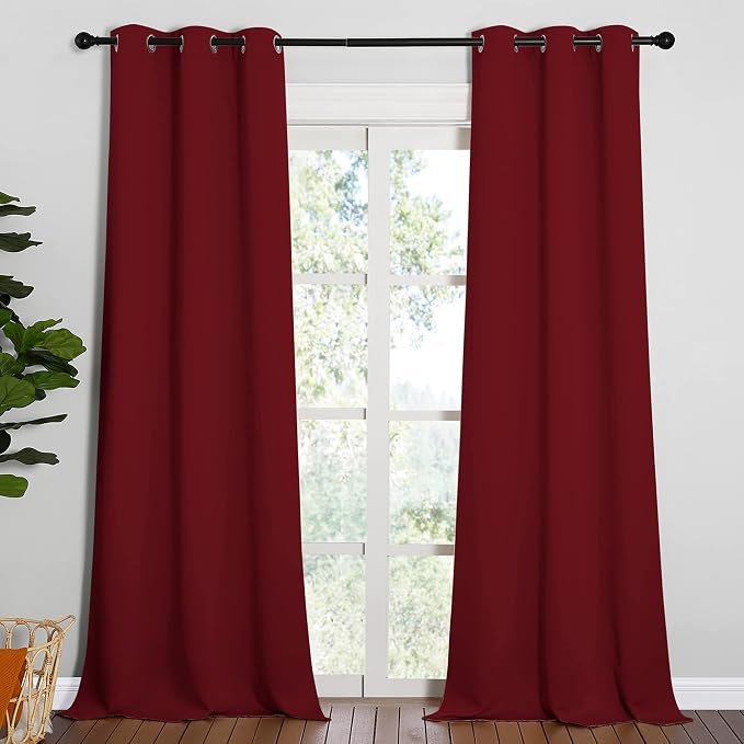 NICETOWN Christmas Burgundy Red Blackout Drapes - Image 2